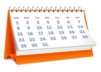 vector illustration of desktop calendar against white